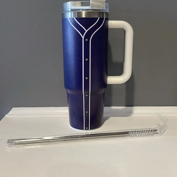 Large Red and Blue Baseball Tumbler 30oz. - Picture 2 of 7